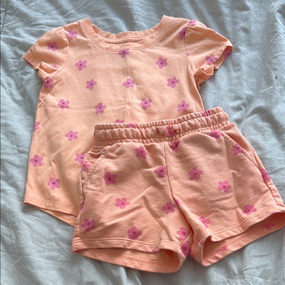 Peach and Pink Floral Kids Pajamas